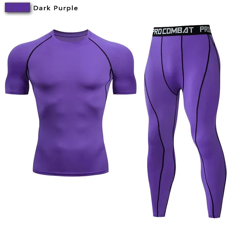 2pcs Men's Compression Sportswear Suit Elastic Training Yoga Sets Workout Jogging Fitness Clothing Tracksuit Pants Sporting Quick Pick Grocers