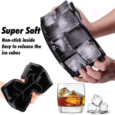 Ice Cube Tray Silicone Ice Ball Freezer Mold Square Ice Cube Maker with Lid 4/6/8 Grids for Whiskey Cocktail Coffee Accessories Quick Pick Grocers