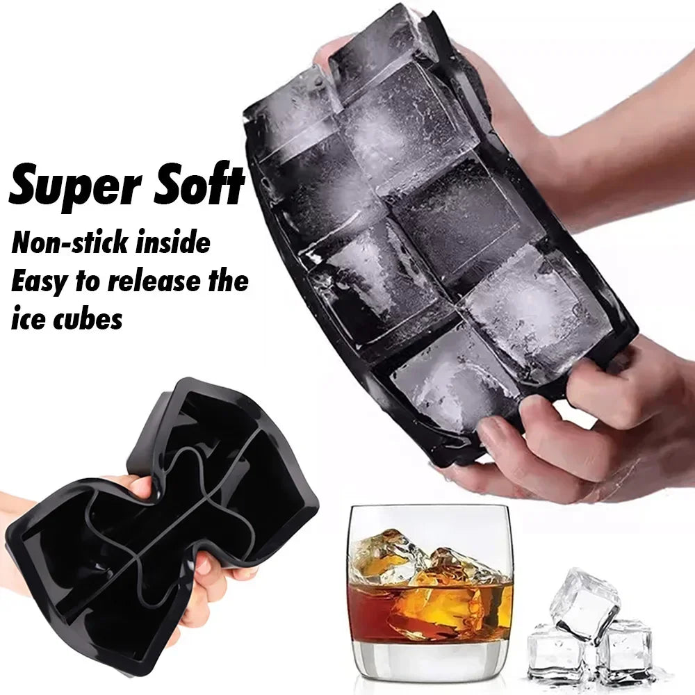 Ice Cube Tray Silicone Ice Ball Freezer Mold Square Ice Cube Maker with Lid 4/6/8 Grids for Whiskey Cocktail Coffee Accessories Quick Pick Grocers