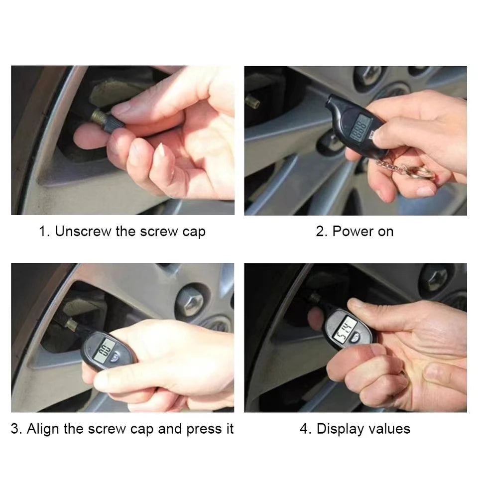 Tire Gauge Digital With LCD Display Car Tire Air Pressure Tester Meter Auto Car Motorcycle Tire Safety Alarm Testing Tools Quick Pick Grocers