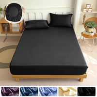 High Quality Fabric Fitted Sheet With Elastic Band Solid Color Mattress Sheet for King Queen Bed 150x200 180x200 200x220cm 1PC Quick Pick Grocers