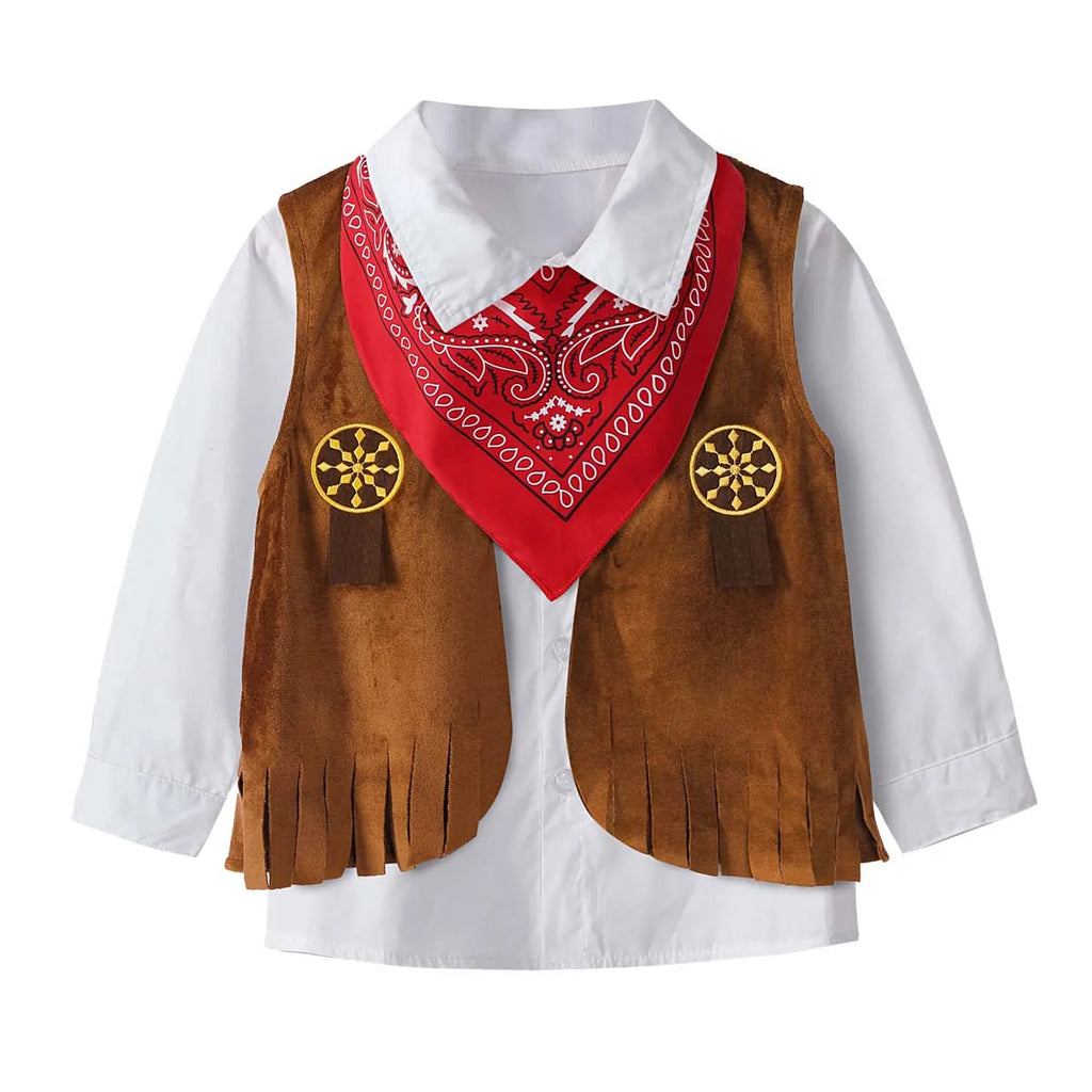 Kid Boys Cowboy Costume Children Western Cowboy Costumes Purim Cosplay Halloween Event Dress Up Party Stage Performance Outfits Quick Pick Grocers