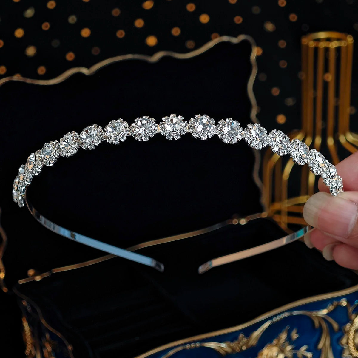 Sparkling Rhinestones Hair Bands Fashionable Crown Handmade Head Bands Jewelry Accessories School Halloween Gifts for Girls Quick Pick Grocers