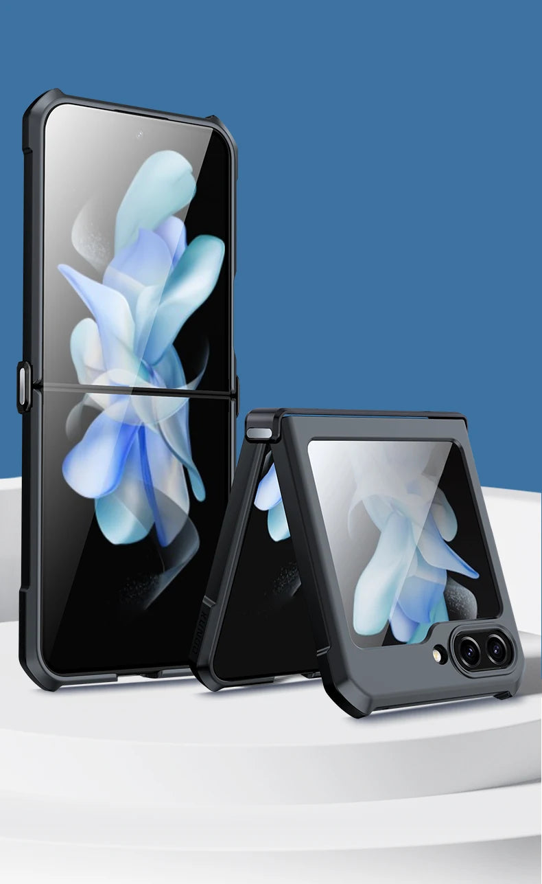 Xundd For Samsung Galaxy Z Flip 7 5 Z Flip 6 7 5G Case Airbag Shockproof Acrylic+TPU+Glass Back Cover For Flip5 z플립 5 7 케이스 Quick Pick Grocers