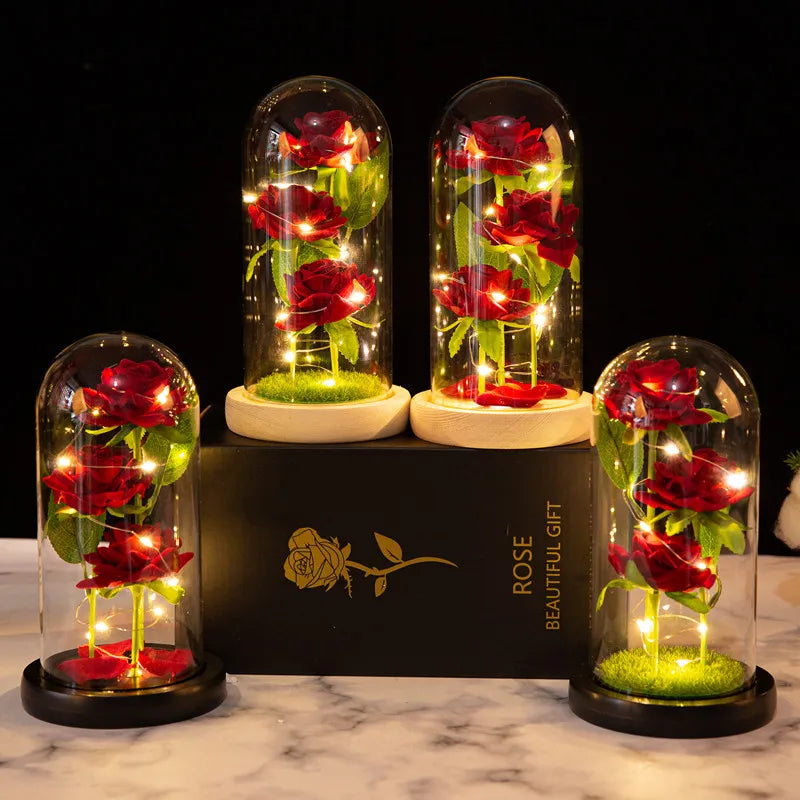 LED Galaxy Three Rose Artificial Flowers, Wedding Decoration, Creative Valentine'S Day and Mother'S Day Gift without Battery 1Pc Quick Pick Grocers