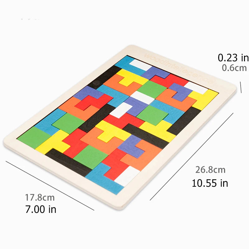 Colorful wooden puzzle toys Tangram Montessori materials children's puzzle toys Building blocks Children's learning toys Quick Pick Grocers