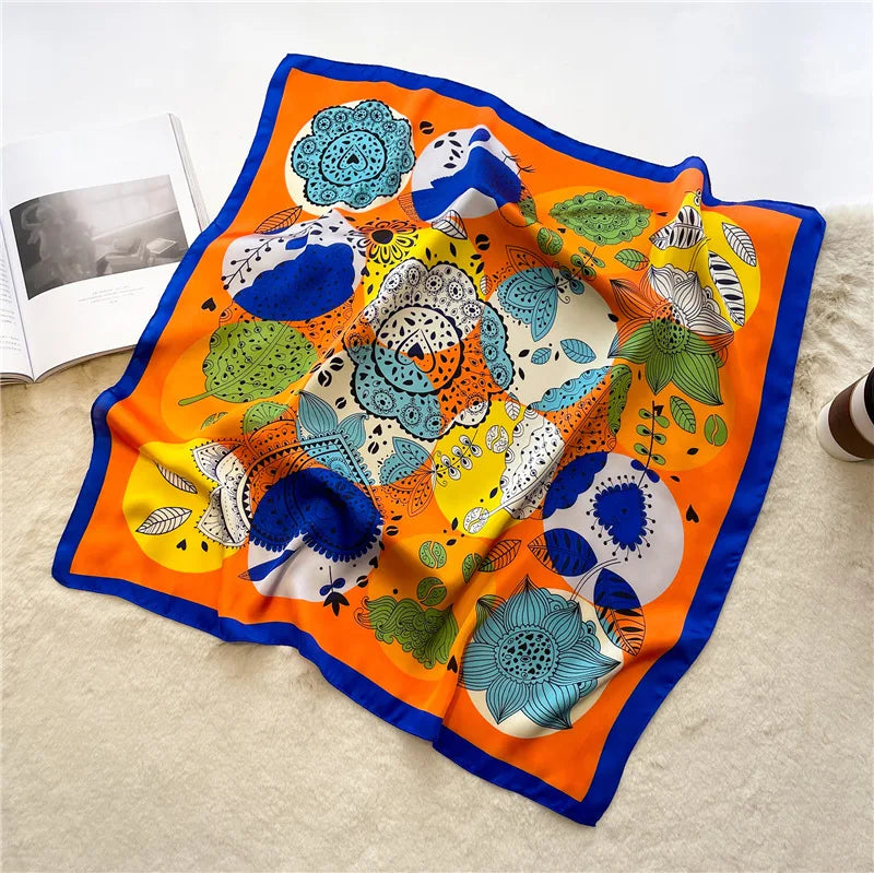 2025 Silk Shawl Print Headscarf Cat Hair Wrap Neckerchief Female Satin Square Scarf For Women Headband Foulard Hijab Bandana Quick Pick Grocers