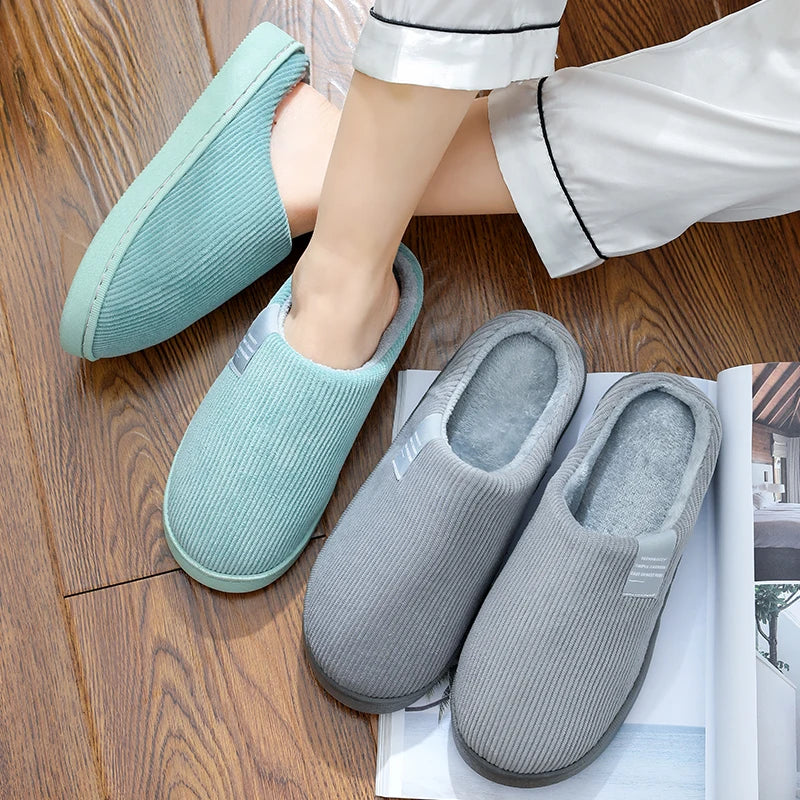 Thick Sole Home Indoor Outside Men And Women Couples Winter Household Warm Fluffy Slippers High Heels Plush Cotton Shoes Ladies Purest Peak
