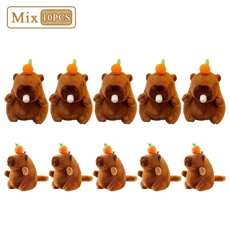 1-20PCS Plush Persimmon Wagging Tail Capybara Key Pendant Cute Plush Keychain Plush Doll Toy Schoolbag Pendant Gift Pendant Econic Blanks