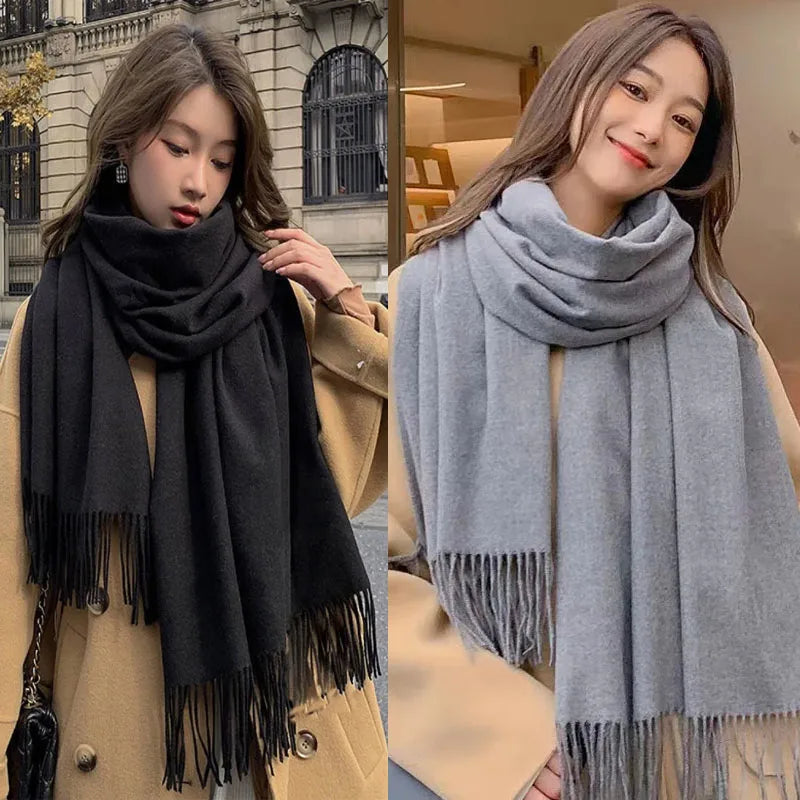 New Black Scarf Cashmere Woman Wool Ladies Scarf Warm Checkered Scarf Women's Winter Scarves Autumn XWJ07 Quick Pick Grocers
