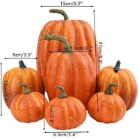 7pcs Pumpkin Autumn Decor Outdoor Orange Foam Plastic Fake Artificial Pumpkin Halloween Harvest Festival  Home Table Decor Quick Pick Grocers