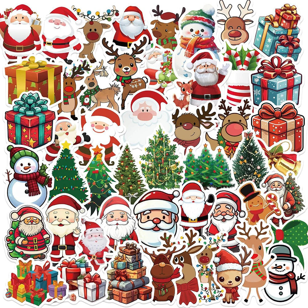 10/30/50pcs Kawaii Cartoon Christmas Art Aesthetic Stickers Pack Toy Diary Laptop Scrapbook Phone Decoration Graffiti Sticker Quick Pick Grocers