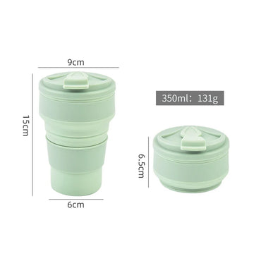 350ML/500ML Silicone Folding Cup Collapsible Mug With Cover Coffee Travel Outdoors Portable Water Drinking Tea Cups Quick Pick Grocers