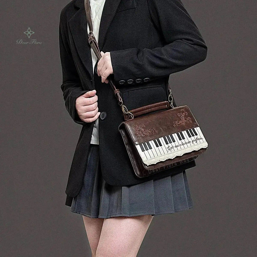 New Vintage Piano Shoulder Bag Womens Brown Crossbody Bag Y2k Girls Transparent Ita Bag Personalized Backpack Aesthetic Handbags Quick Pick Grocers