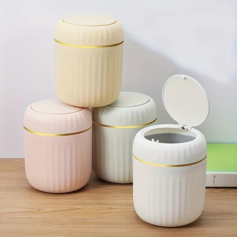 Mini Desktop Trash Can with Lid Garbage Waste Bin Organizer Bedroom Office Desk Storage Box Made Durable Plastic Home Supplies Econic Blanks