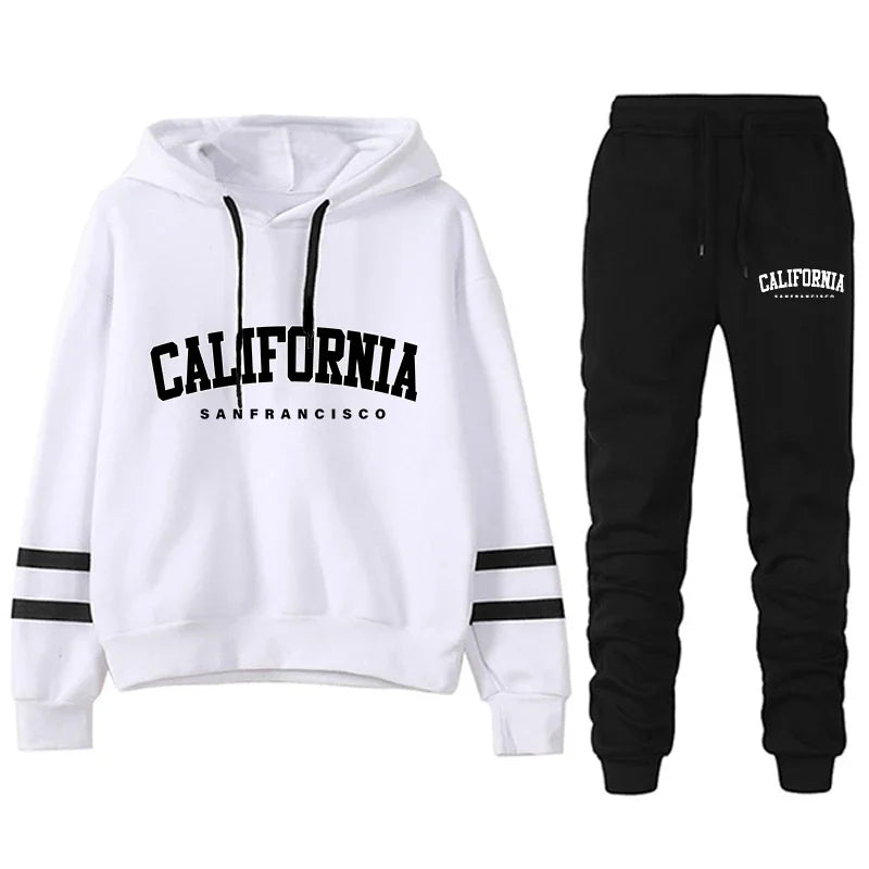 California Womens Tracksuit Casual Stripe Versatile Hooded Sweatshirt or Pants or Suit Simplicity Hot Sales Street Outfits S-3XL Quick Pick Grocers