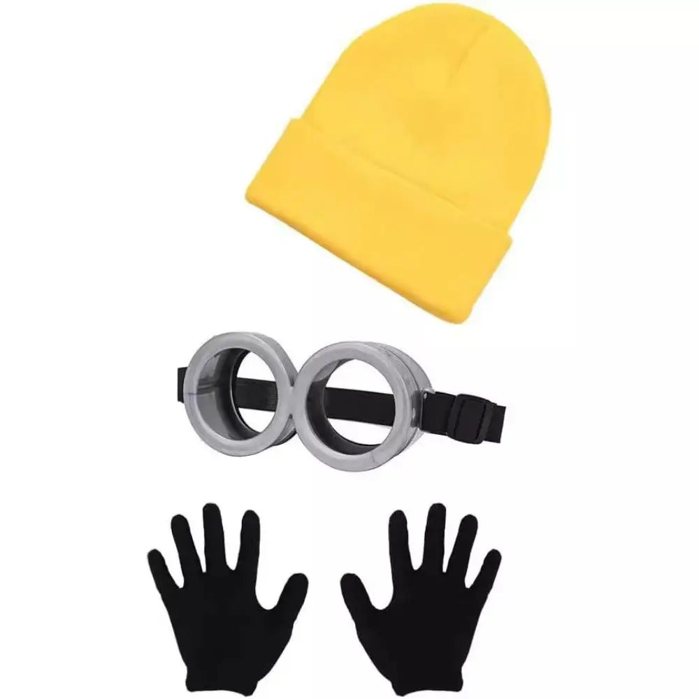 Cartoon Cosplay Fantasy Costume Disguise for Adult Kids Yellow Beanie Stretchy Gloves Steampunk Goggles Halloween Party Costume Quick Pick Grocers