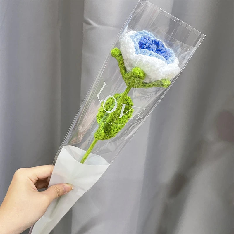 1pc Tulip Crochet Flowers Artificial Woven Flowers Handmade Tulipanes Wedding Gift for Guest Home Decoration Mother's Day Gift Quick Pick Grocers