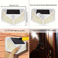 1PC Solar Light Outdoor 100 LED Wall Lamp PIR Motion Sensor Lamp Waterproof Stairs Lights for Courtyard Garden Street Decoration Quick Pick Grocers