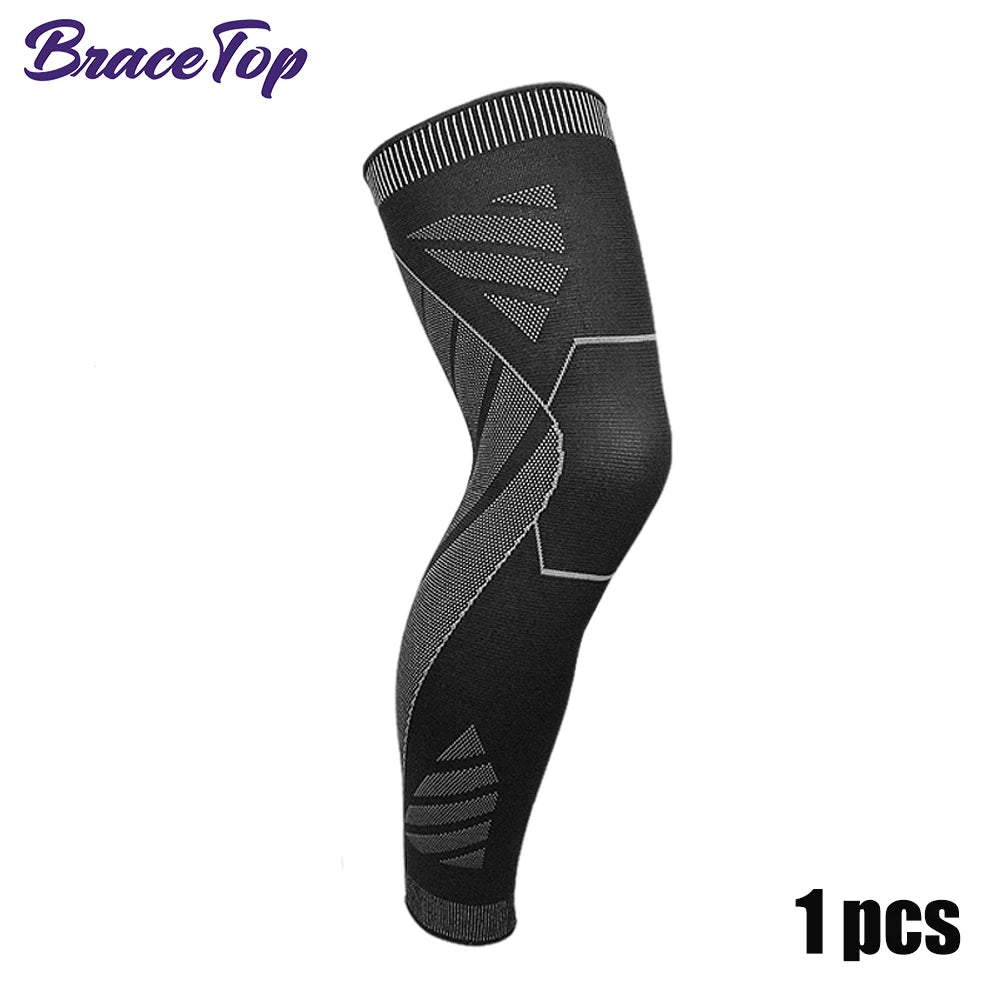 BraceTop Long Leg Compression Sleeves,Full Leg Sleeve Long Knee Brace Knee Support Protect Basketball,Football, Knee Pain Relief Quick Pick Grocers