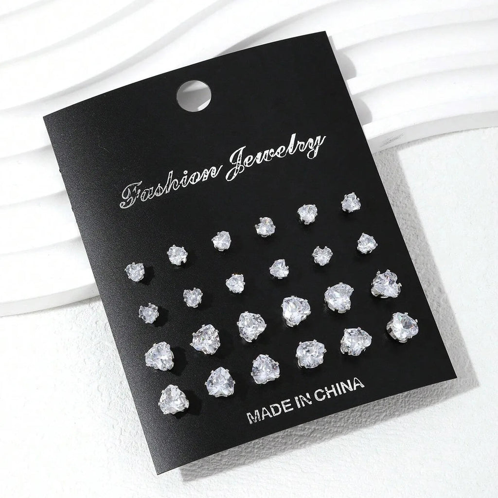 12 Pairs Of Luxurious, Simple, Shiny, And Caring Zirconia Decorative Earrings Are Suitable For Gifts To Parties,And Couples Quick Pick Grocers