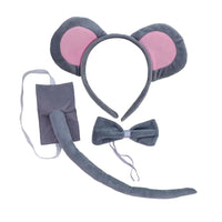 Mouse Costume Set Ears Headband Nose Tail and Bow Tie Animal Fancy Dress Kit Party Accessories Halloween Birthday Quick Pick Grocers