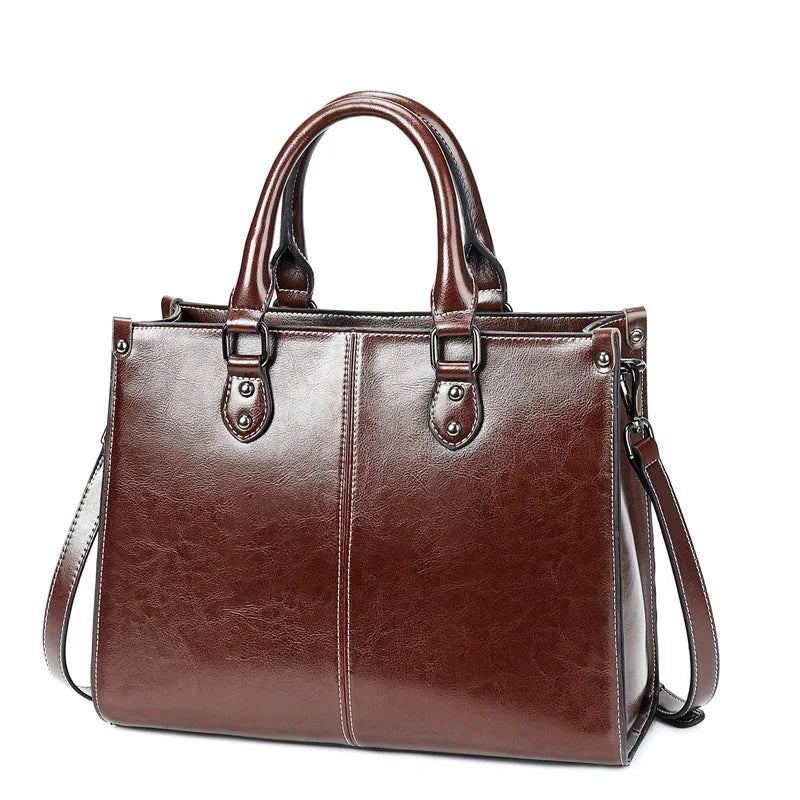 Women Handbag Cross body Shoulder Tote Bag Genuine Leather Shopping Fashion Office Female Real Cowhide Messenger Top Handle Bags Quick Pick Grocers