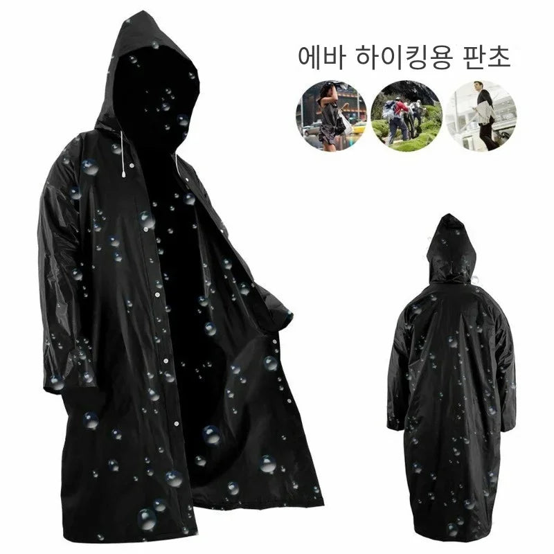 High Quality 1piece 145*68CM EVA Unisex Raincoat Thickened Raincoat Women Waterproof Men Black Camping Waterproof Rainwear Suit Quick Pick Grocers