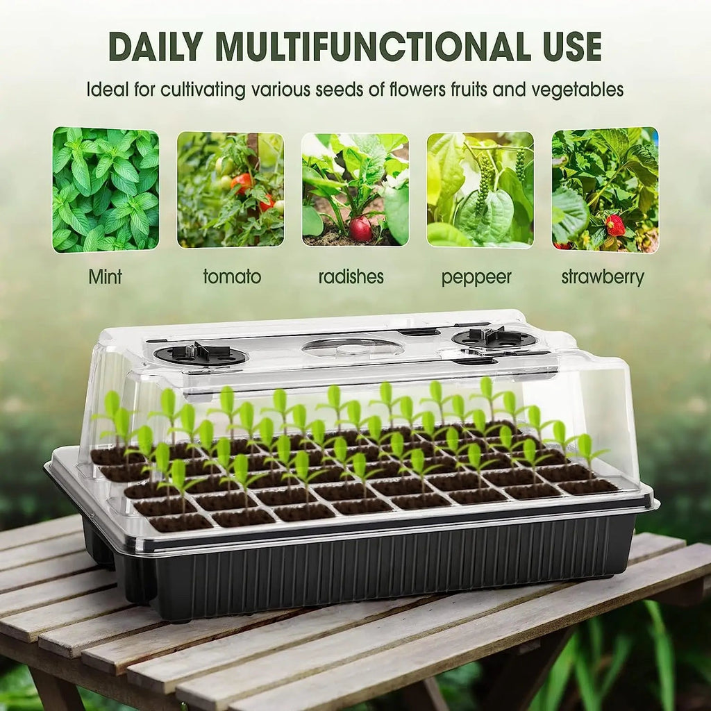 1 Set, Seed Starter Trays With 2 Long Strip Grow Lights, 40 Cells Seed Starter Kit With Humidity Dome For Home Gardene Quick Pick Grocers