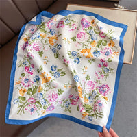 2025 Silk Shawl Print Headscarf Cat Hair Wrap Neckerchief Female Satin Square Scarf For Women Headband Foulard Hijab Bandana Quick Pick Grocers