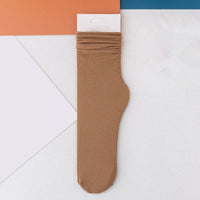 INS Women Girls Summer Thin Long Socks Ice Velvet Soft Breathable Pile of Socks Solid Black White Beige Harajuku High Tube Socks Quick Pick Grocers