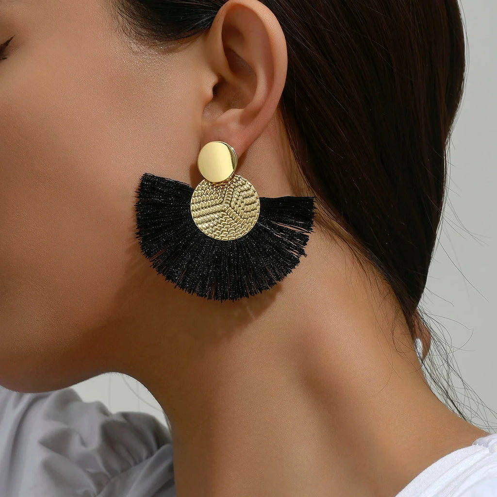 Fashion Bohemian Big Tassel Dangle White Fringe Female Earrings Drop Earrings for Women Statement Wedding Jewelry Econic Blanks