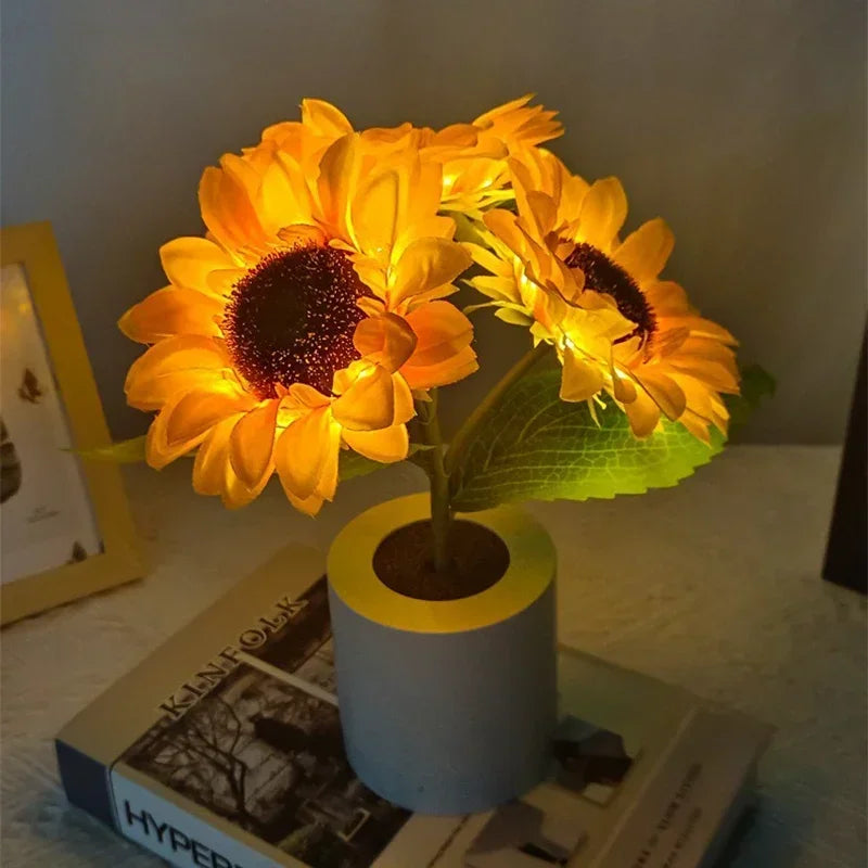 3 LED Night Light Rechargeable Sunflower Lights Interior Lighting Bedroom Bedside Desktop Decoration Table Lamp Night Lamps Quick Pick Grocers