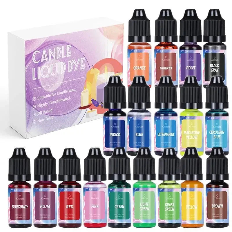 Candle Dyes Kit Liquid Colorant Pigment Set DIY Candle Making Supplies Aromatherapy Soap Soy Wax Dye Candle Mold Coloring Econic Blanks