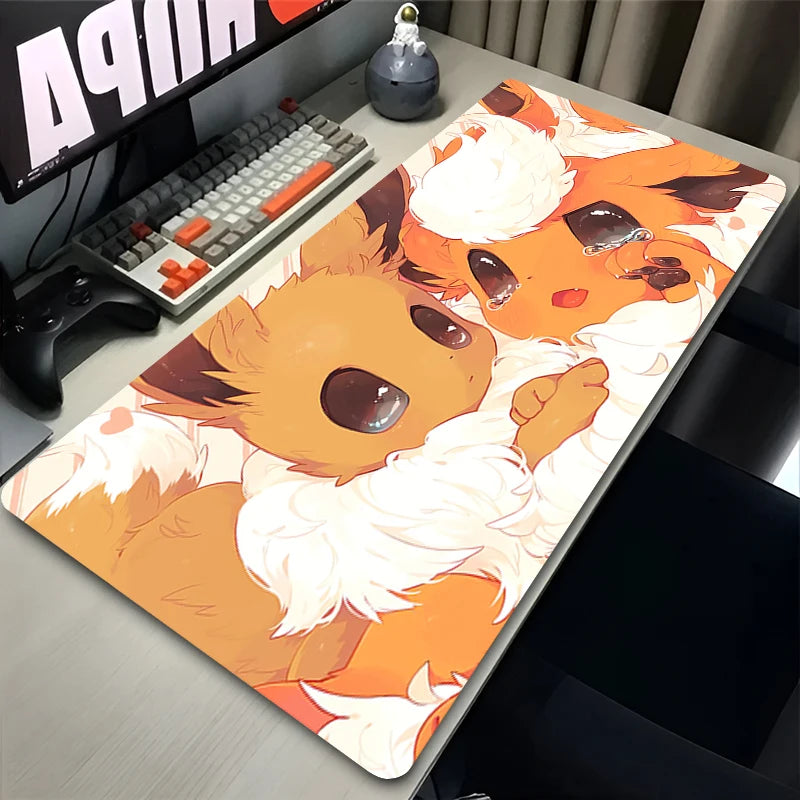 Kawaii Japan Anime Mouse Pad PC Colorful E-eevee Gamer Cabinet Mousepad HD P-pokemonS Keyboard Rug Laptop Gaming Rubber Desk Mat Quick Pick Grocers