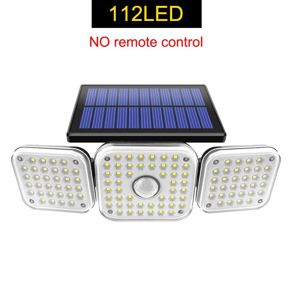Solar Outdoor Light 182/112 LED Solar Security Flood Lighting with 3 Modes Adjustable Lighting Head for Garage Garden Yard Econic Blanks