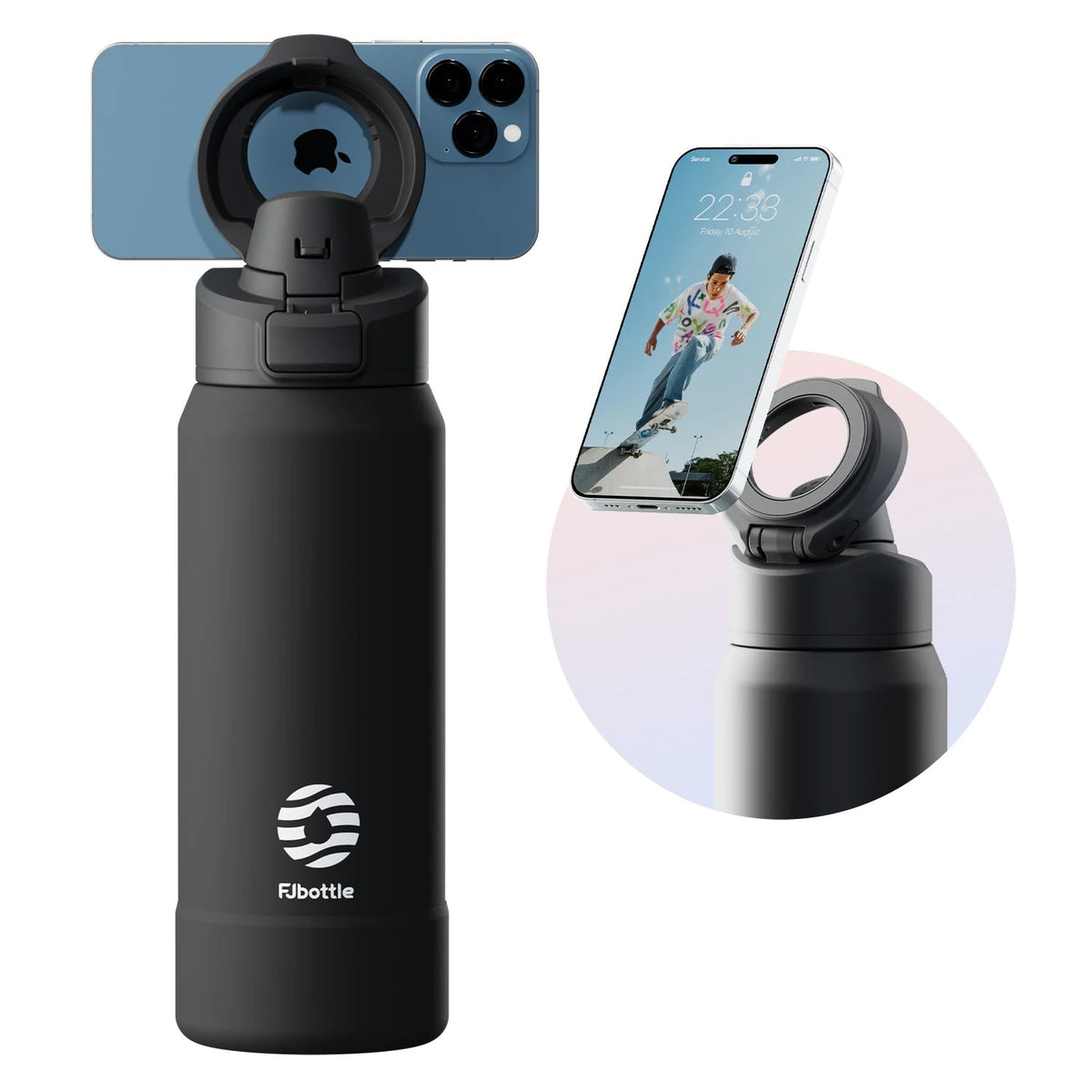 Fjbottle Magnetic Thermos Stainless Steel Sports Water Bottle with Magnetic Phone Holder Bouncing cover Insulation Cup Quick Pick Grocers