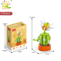 HUIQIBAO MOC Flower Succulent Potted Model Building Block DIY Eternal Bouquet Home Desk Plant Decor Brick Girl Gift Children Toy Quick Pick Grocers