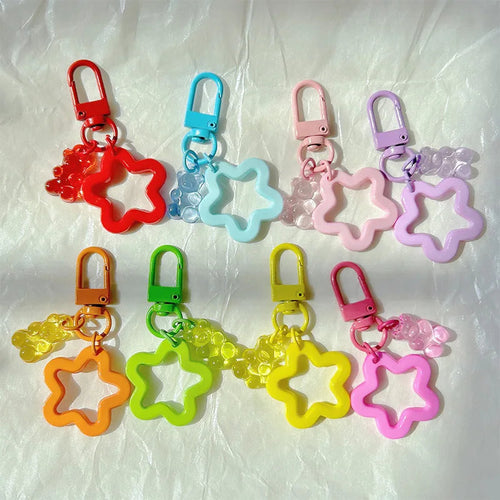 10pcs Metal Keyrings Buckle With Stars Bear Pendant Colored Keychain For Diy Jewelry Making Key Ring Accessories Wholesale Econic Blanks