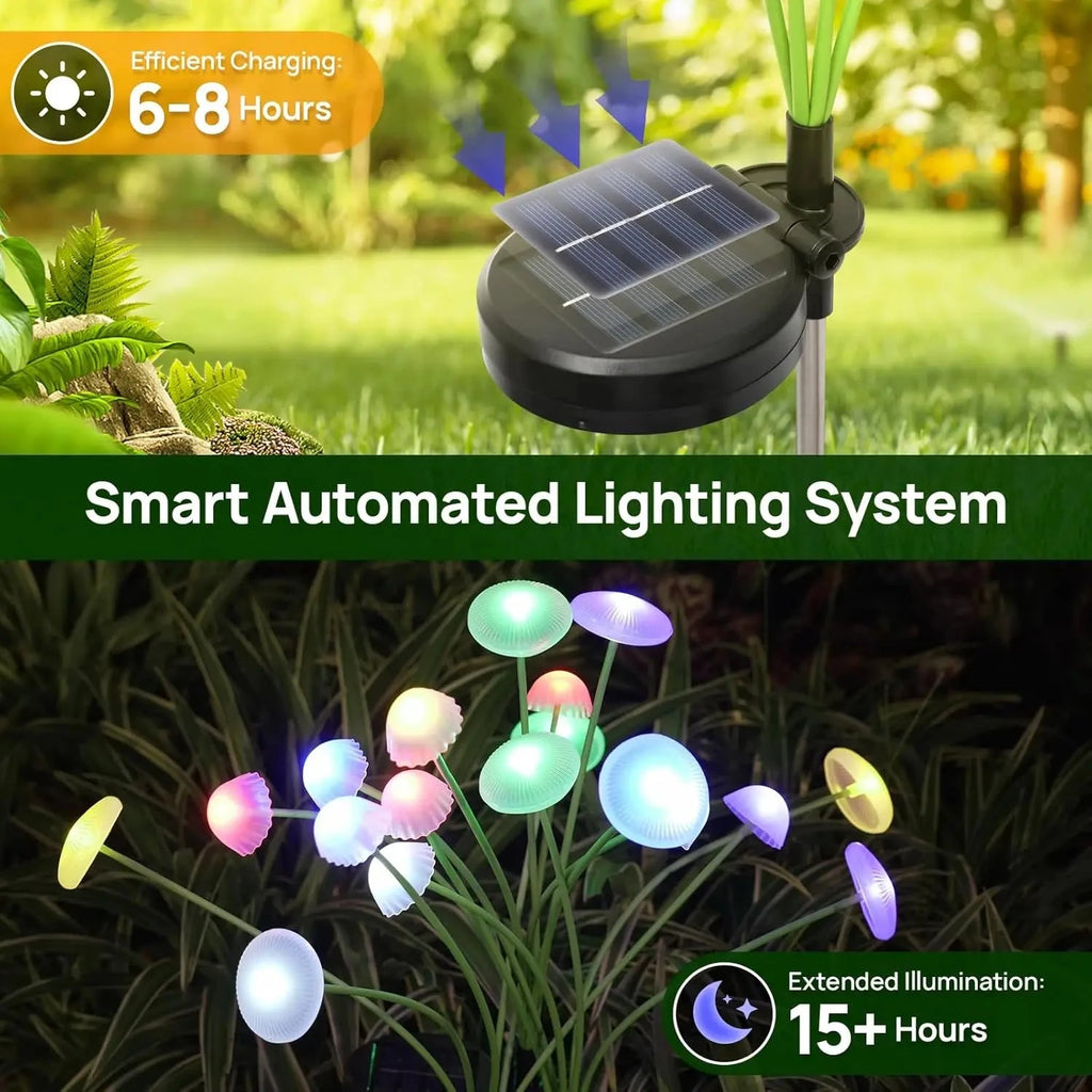 Solar Garden Lights Dual Mode LED Solar Mushroom Lights Waterproof Decor Yard Patio Pathway Jellyfish for Garden Ambiance Econic Blanks