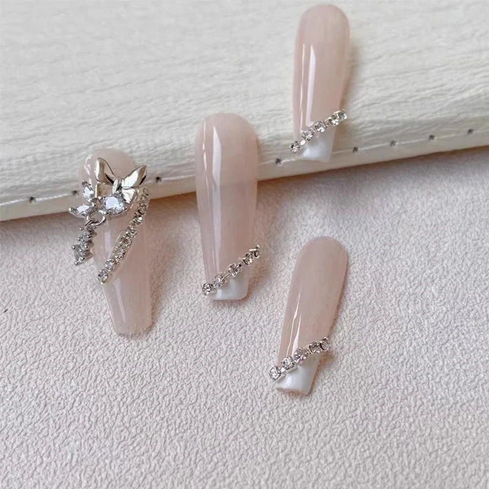 100/50cm Long Luxury Crystal Chain Nail Charms 1.5/2mm Shinying Clear/AB Diamond Nail Art Metal Steel French Manicure Crystal Econic Blanks