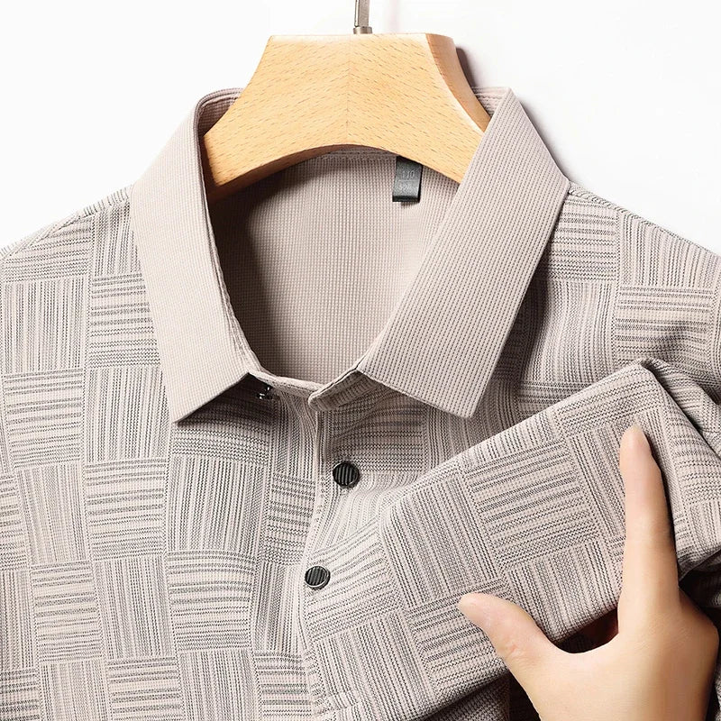 2024 Men's New Printed Business Casual Short sleeved POLO Shirt Fashion Short sleeved Comfortable and Breathable Top Quick Pick Grocers