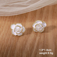 Pure White Women's Dangle Earrings Blooming Flower Acrylic Enamel Butterfly Imitation Pearl Heart Hanging Earrings Elegant brinc Econic Blanks