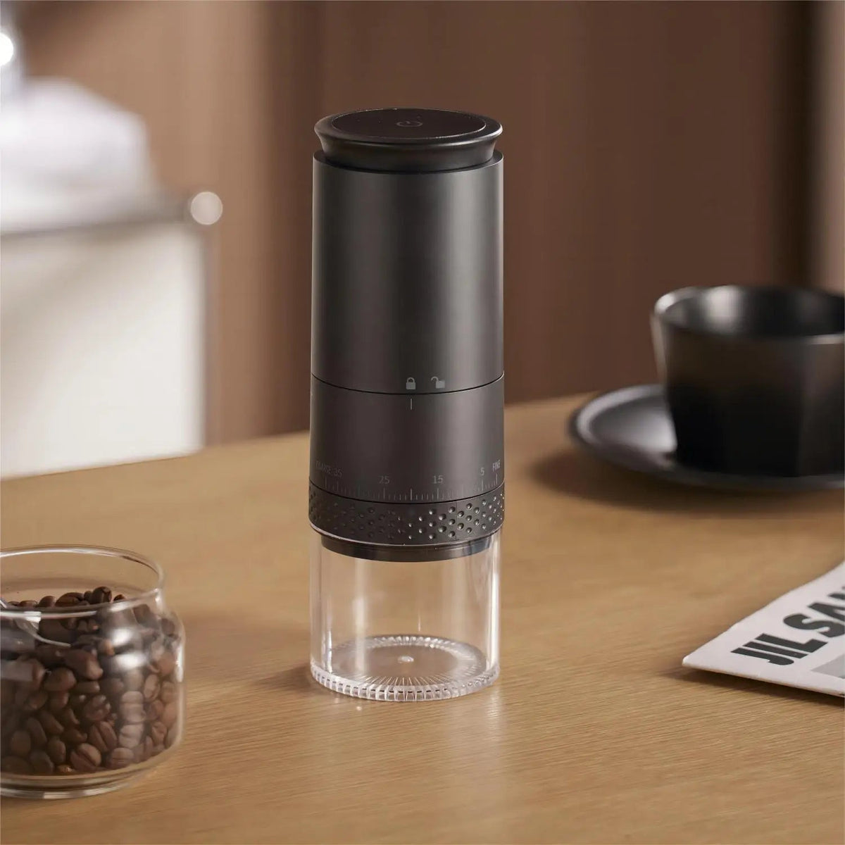 1500mAh Electric Coffee Grinder Externally Adjustable Type-C Charging Coffee Burr Grinder Bean Grinding Machine Coffee Maker Quick Pick Grocers