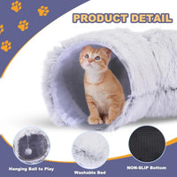 Winter New Arrival Plush Cat Tunnel Bed Foldable Two-in-One round Warmth Pet Nest Thickened Cozy Cuddly Cat Hideaway Quick Pick Grocers