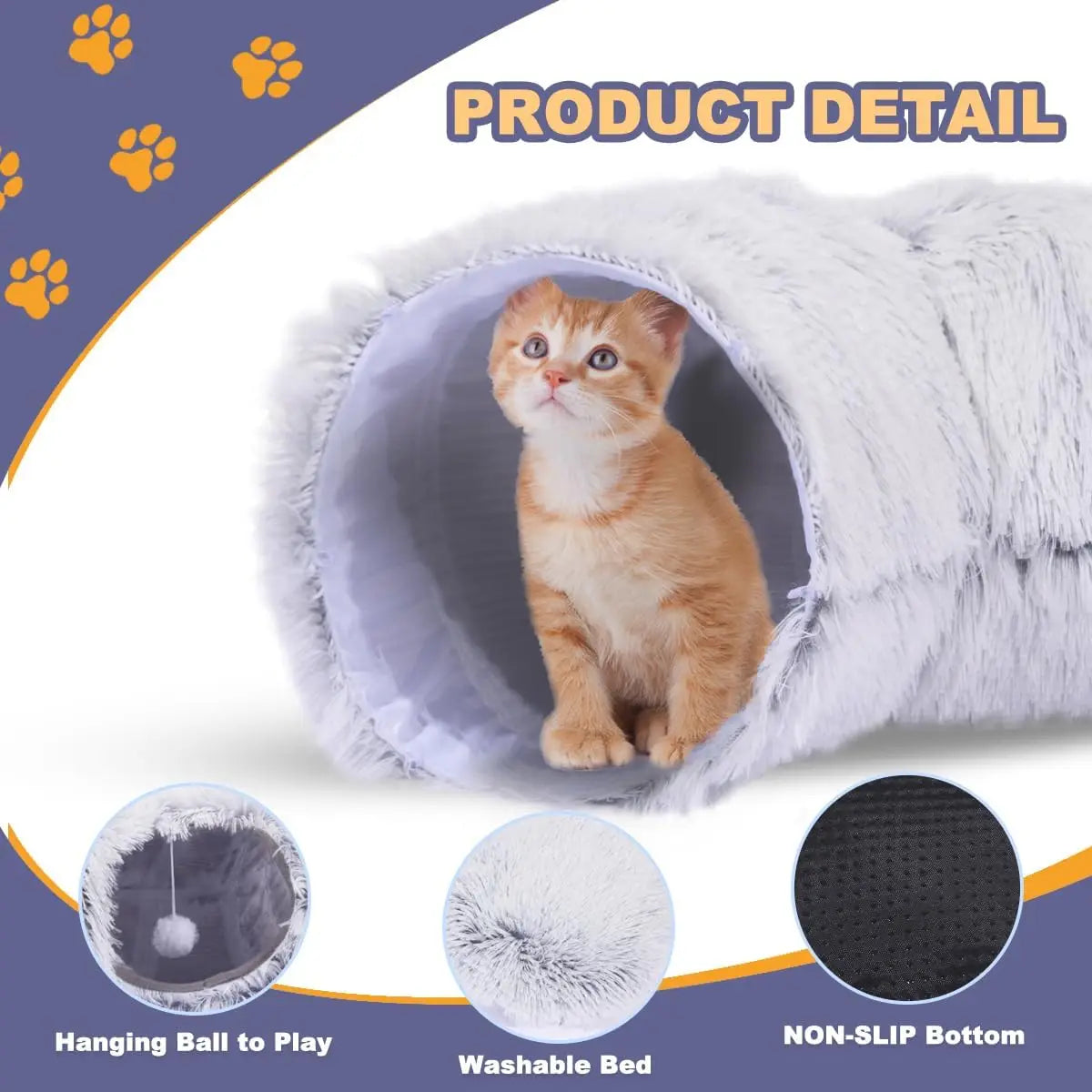 Winter New Arrival Plush Cat Tunnel Bed Foldable Two-in-One round Warmth Pet Nest Thickened Cozy Cuddly Cat Hideaway Quick Pick Grocers