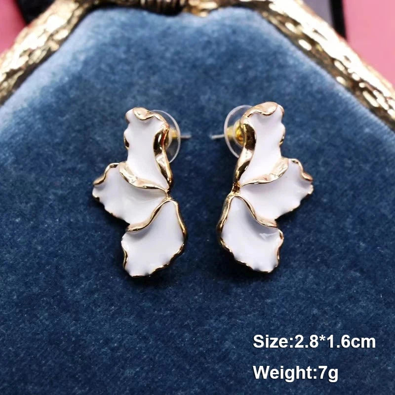 Pure White Women's Dangle Earrings Blooming Flower Acrylic Enamel Butterfly Imitation Pearl Heart Hanging Earrings Elegant brinc Econic Blanks