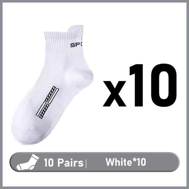 10/20Pairs High Quality Men's Socks Casual Breathable Cotton Man Run Sports Socks Spring Autumn Male Sox Gifts Plus Size 38-45 Quick Pick Grocers