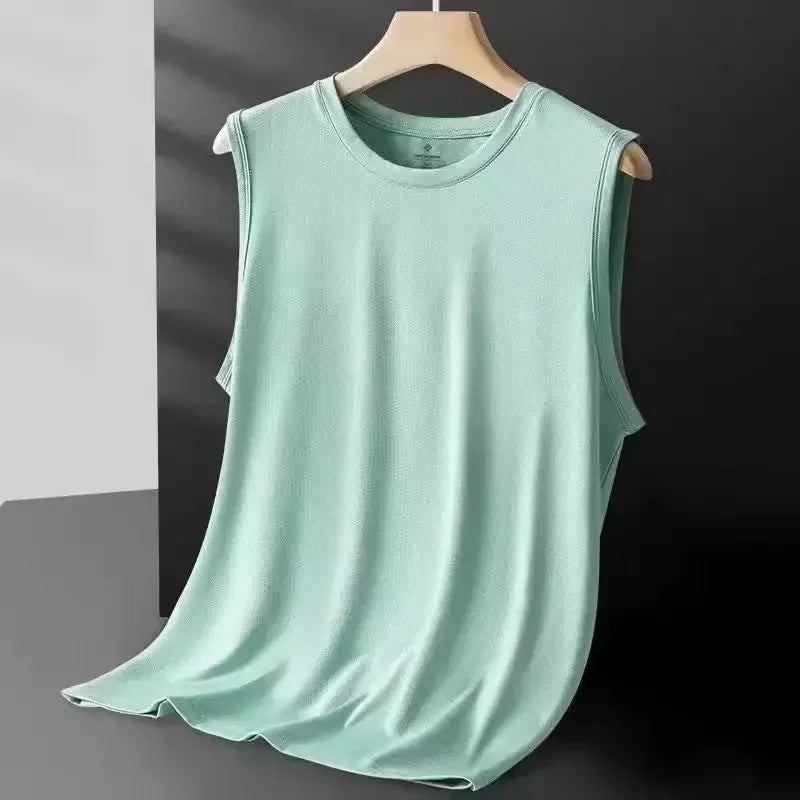 Men's Ice Silk Mesh Vest Lightweight Sports Summer Wear Sleeveless T-shirt Tank Top Casual Fashion Outerwear Quick Pick Grocers