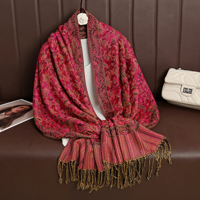 Luxury Brand Autumn Cashmere Pashmina Shawl Lady Wrap Warm Winter Scarves Design Print Female Foulard Cotton Stoles Scarf 2023 Quick Pick Grocers